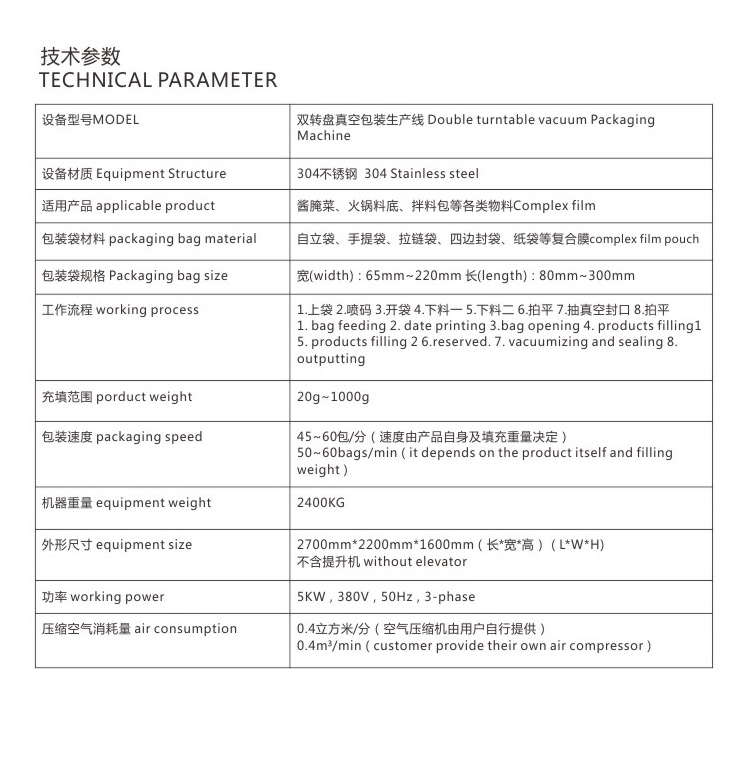 雙轉盤(pán)真空包裝機